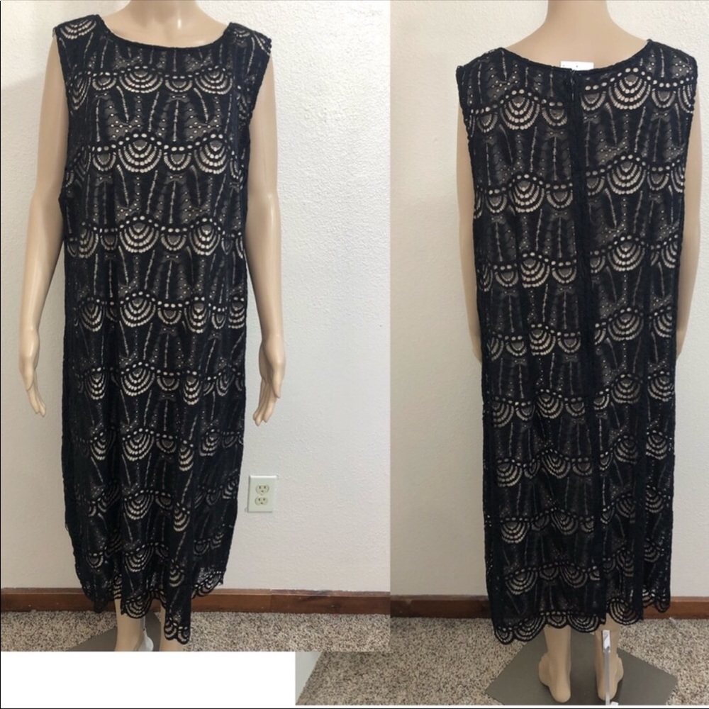 🆕 Sharagano Black Lace Overlay Dress
